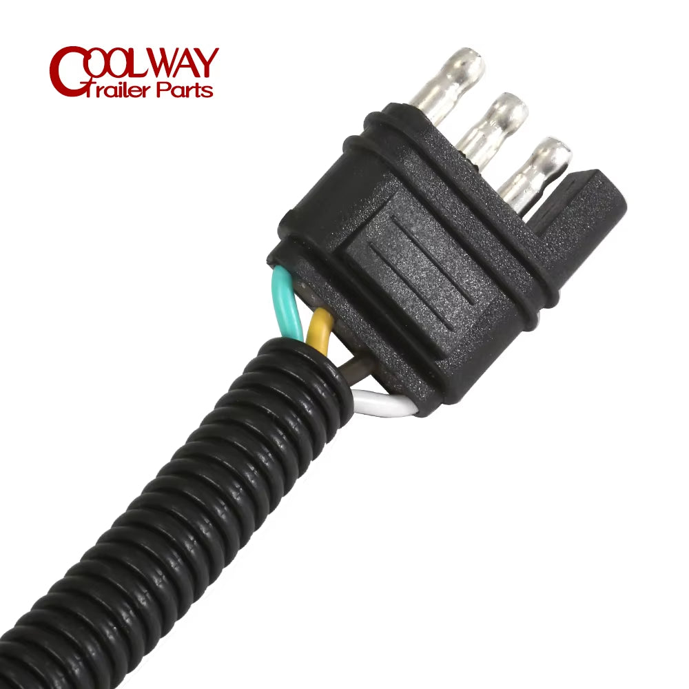 Trailer Tow Wiring Harness 4 Pin Flat Plug to 7 Way European Style round Trailer Socket Adapter RV Connector Camper Accessories