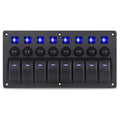 8 Gang Marine Boat Rocker Switch Panel with Circuit Breakers LED Switch Panel 12V 24V for Boat RV Camper Truck Accessories