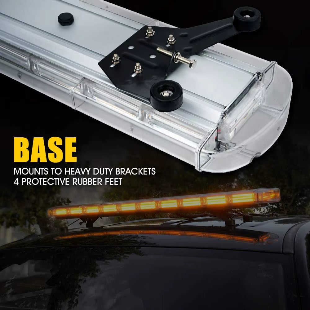 47 Inch COB LED Amber Rooftop Emergency Strobe Lights Bar W/Adjustable Mounting Brackets Hazard Warning Flashing Lighting