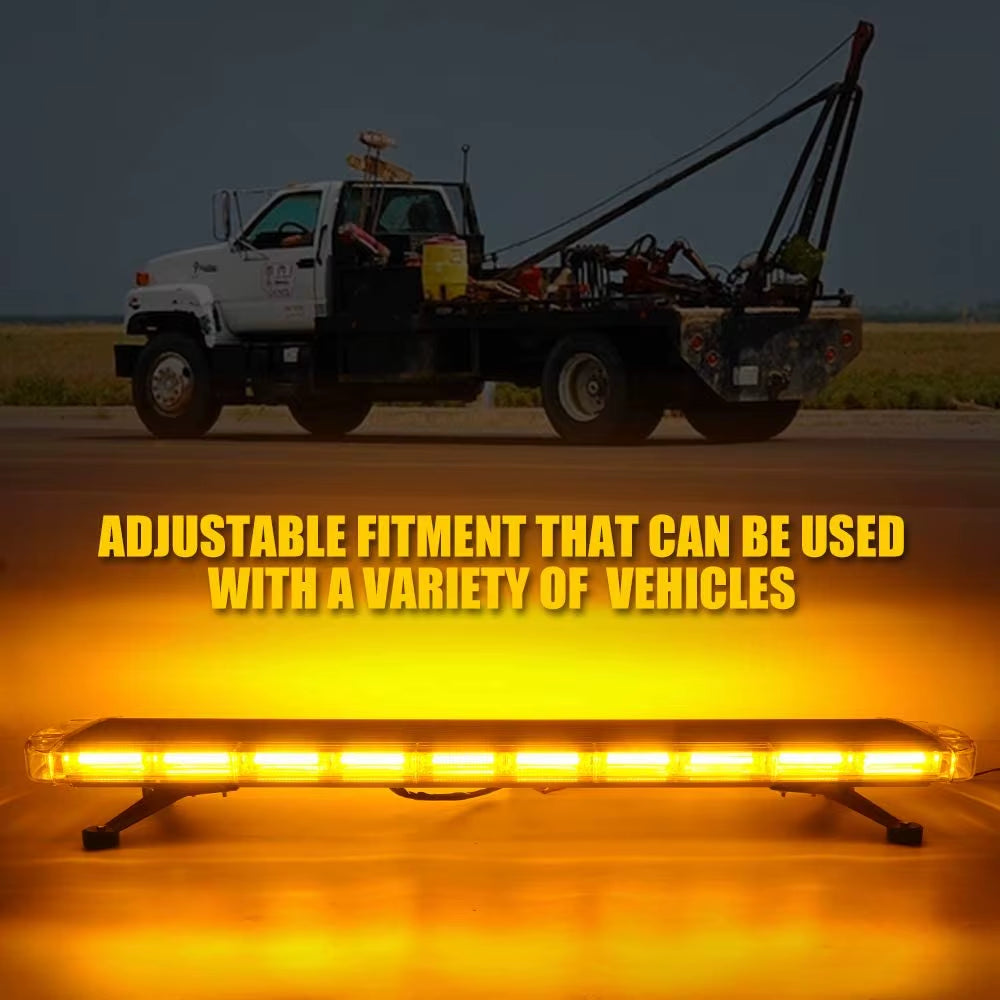 47 Inch COB LED Amber Rooftop Emergency Strobe Lights Bar W/Adjustable Mounting Brackets Hazard Warning Flashing Lighting