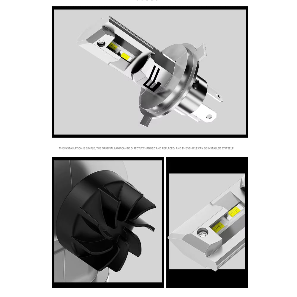 Plug N Play 60W/2PCS 60000LM H4 H19 LED Headlight Bulbs W/ Fan Car Headlamps 9003 HB2 P43T HS1 Hi/Lo Beam 6000K Auto Lamps 12V