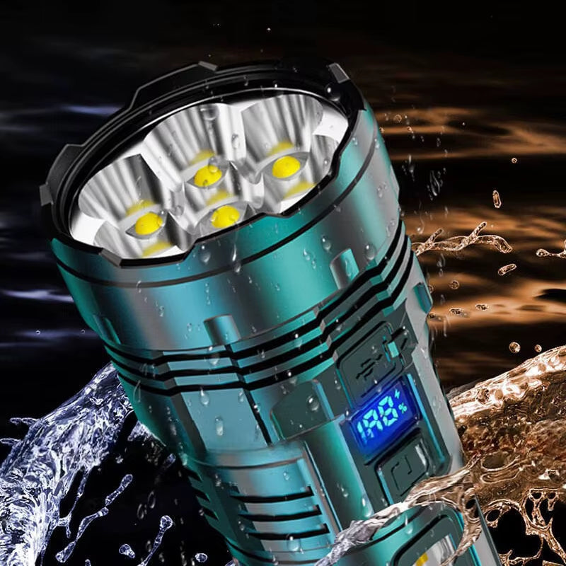 Powerful Flashlight with 7 Lamp Beads Super Tactical Light with COB Side Light Camping Lantern USB Rechargeable Outdoor Torch