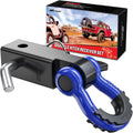 Shackle Hitch Receiver 2Inch 45000 Lbs Breaking Strength 3/4" D Ring Trailer Pin Heavy Duty Solid Recovery Towing Kit for Trucks Jeeps Off-Road