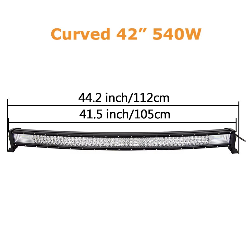 3-Row 22" 32" 42" 52" Curved LED Light Bar Offroad Led Bar Combo Beam Led Work Light Bar 12V 24V for 4X4 4WD SUV ATV Cars