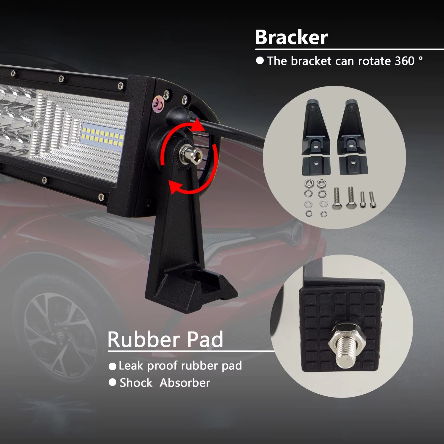 3-Row 22" 32" 42" 52" Curved LED Light Bar Offroad Led Bar Combo Beam Led Work Light Bar 12V 24V for 4X4 4WD SUV ATV Cars