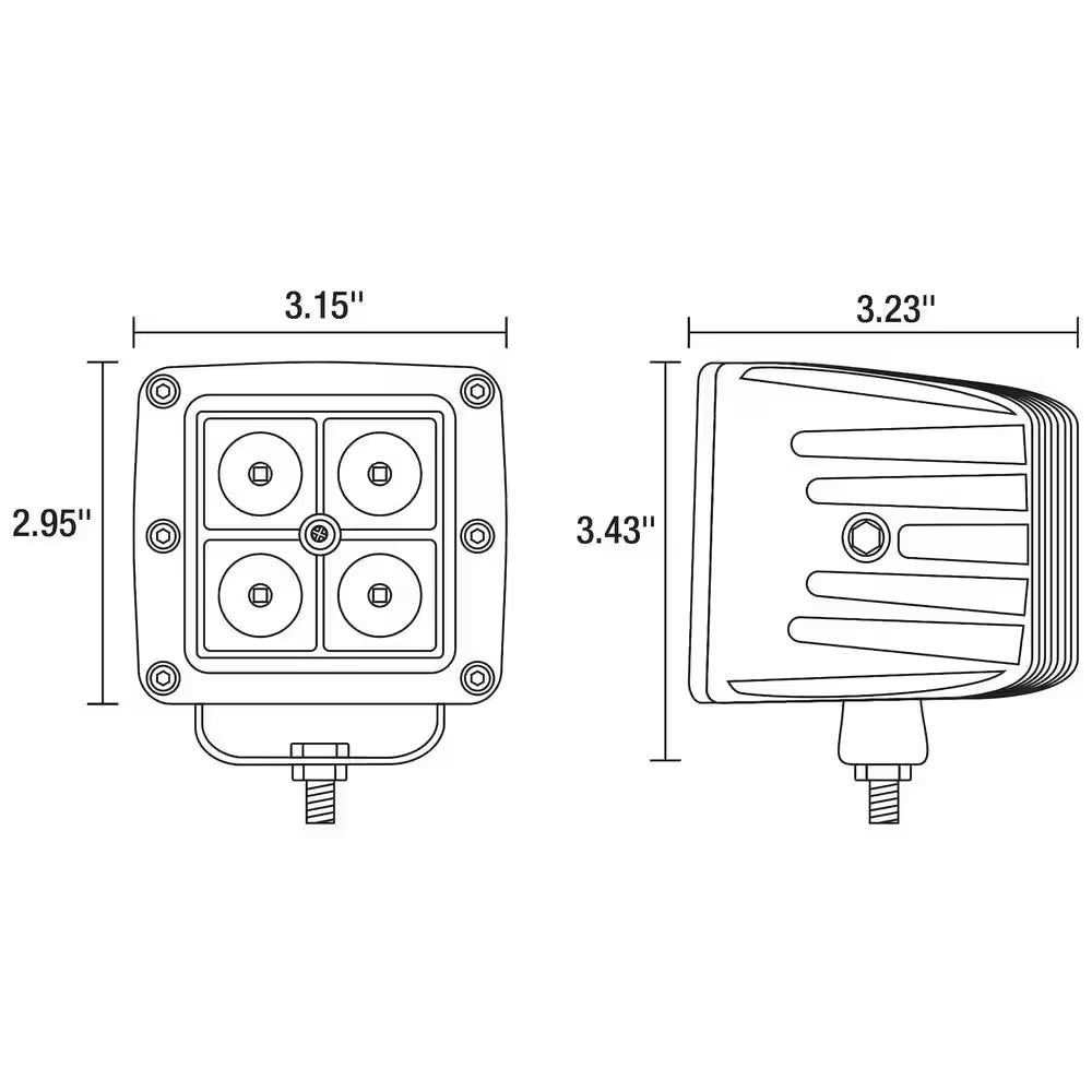 3 In. W Truck Offroad UTV ATV Mounted LED Flood Work Light