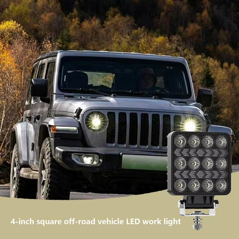 LED Light Bar Square 12 Beads Truck Flood Beam Light Waterproof Vehicle Accessories High Brightness Driving Fog Lights for Truck