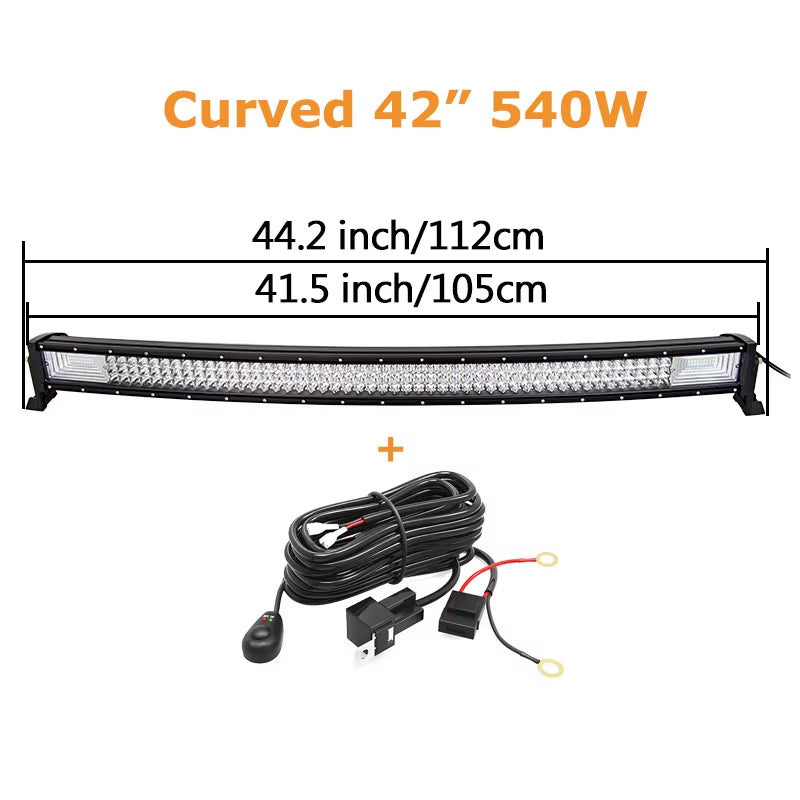 3-Row 22" 32" 42" 52" Curved LED Light Bar Offroad Led Bar Combo Beam Led Work Light Bar 12V 24V for 4X4 4WD SUV ATV Cars