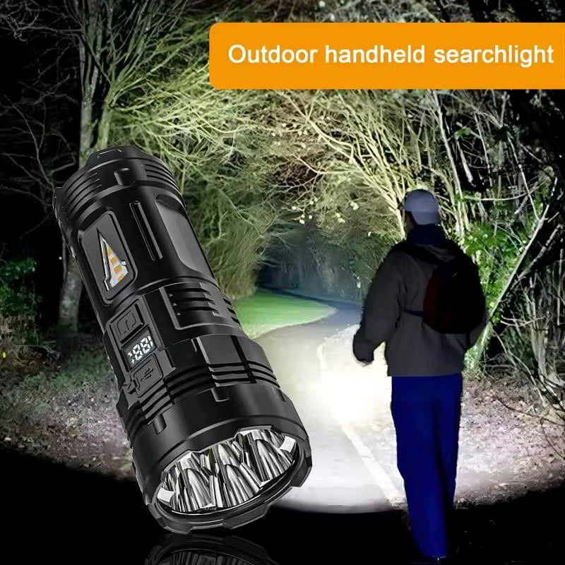 Powerful Flashlight with 7 Lamp Beads Super Tactical Light with COB Side Light Camping Lantern USB Rechargeable Outdoor Torch