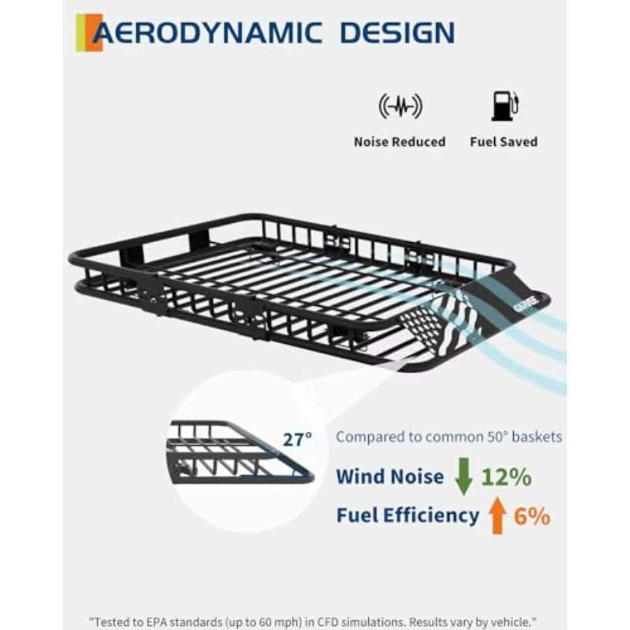 64 X 39 Universal Roof Rack Carrier Basket 200 Lbs Capacity Car Cargo Rack with Extension Luggage Holder Basket Heavy Duty For
