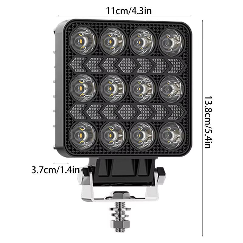 LED Light Bar Square 12 Beads Truck Flood Beam Light Waterproof Vehicle Accessories High Brightness Driving Fog Lights for Truck
