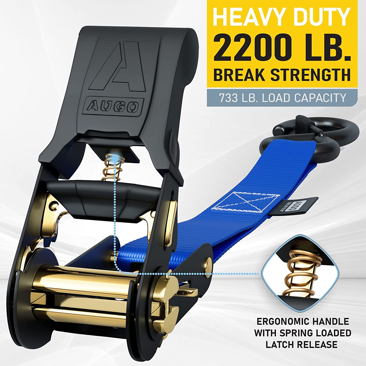 Ratchet Straps Heavy Duty 4 Pack -15 FT - 2200 LB Break Strength – with Safety Lock S Hooks - Cargo Straps for Moving, Appliances, Motorcycle – Soft Loop Tie down Straps