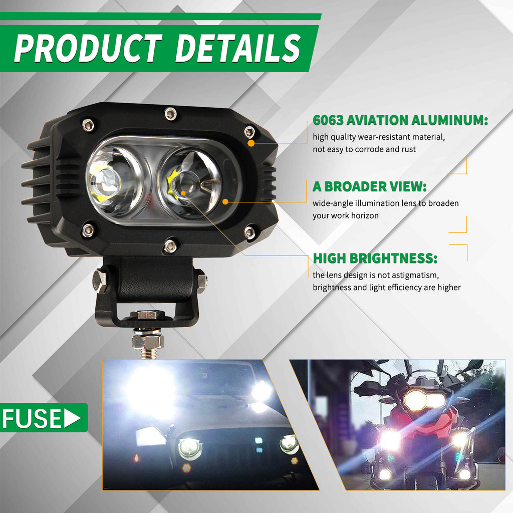 4Inch Backup Reverse Led Work Light Offroad SUV ATV Truck Pods Flood Fog Lights