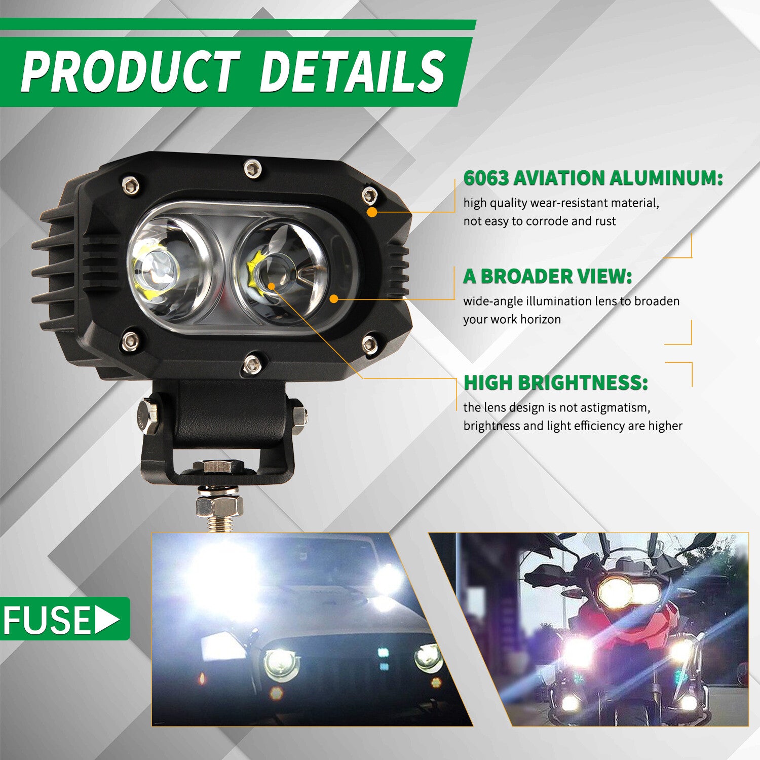 4Inch Backup Reverse Led Work Light Offroad SUV ATV Truck Pods Flood Fog Lights