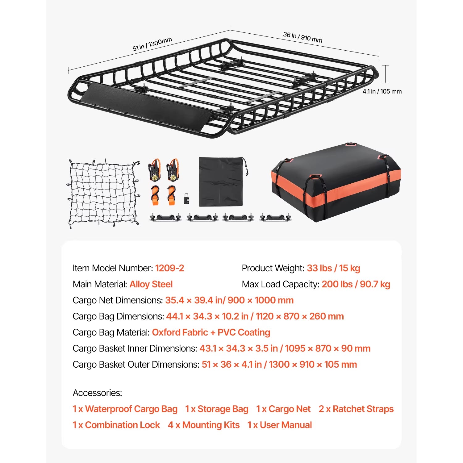 Roof Rack Basket 64X39X4.1" Universal Rooftop Cargo Carrier Anti-Rust Alloy Steel Car Top Luggage Holder for SUV Truck