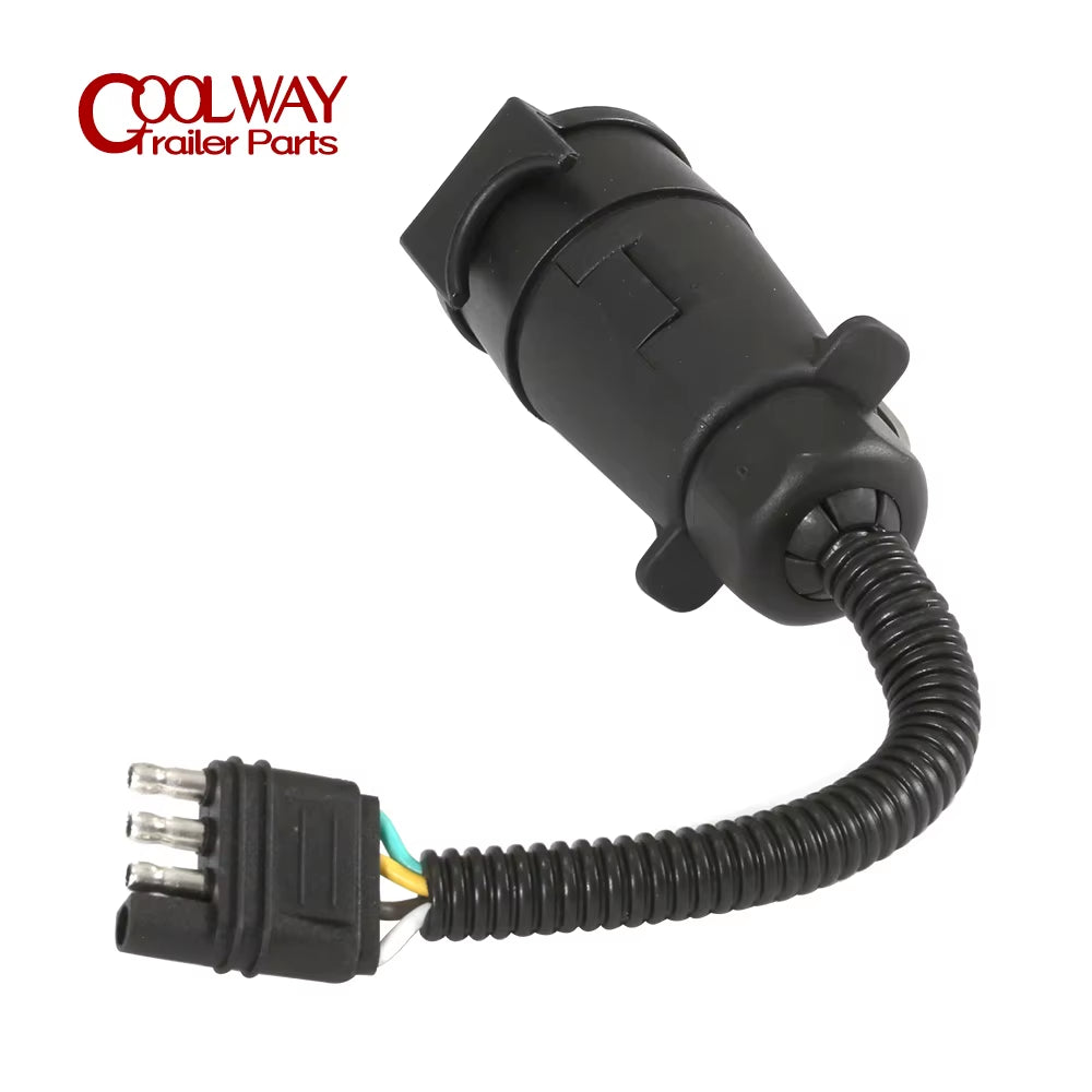 Trailer Tow Wiring Harness 4 Pin Flat Plug to 7 Way European Style round Trailer Socket Adapter RV Connector Camper Accessories