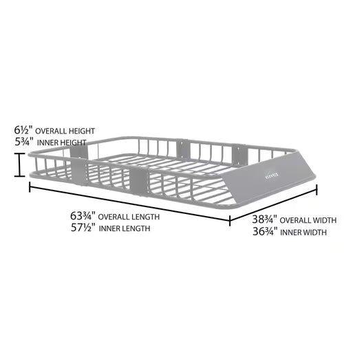 150 Lbs. Extra-Large Steel Roof Cargo Basket with Wind Fairing