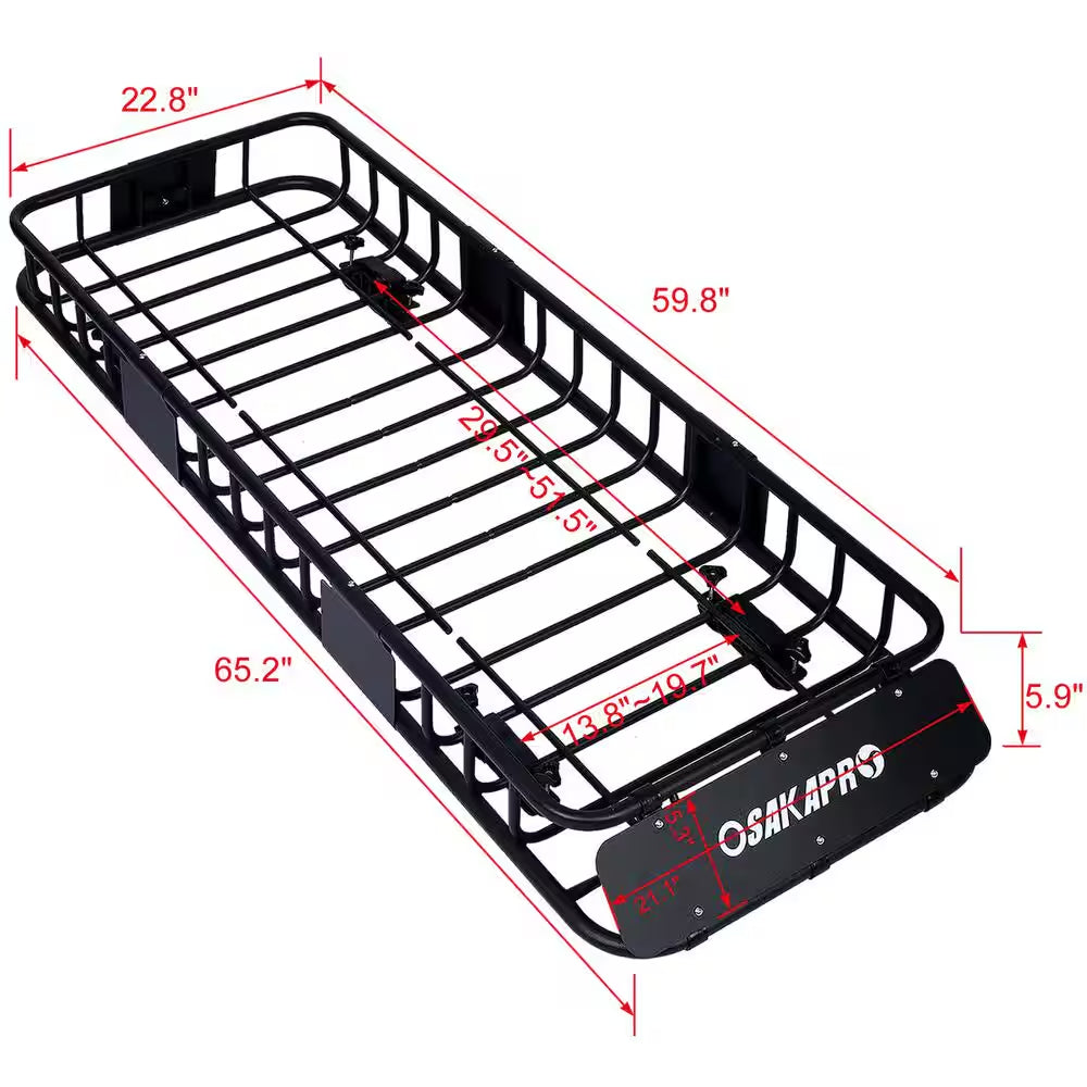 150 Lbs. Capacity 64 In. Motoring Roof Rack Cargo Carrier with Steel Wind Fairing