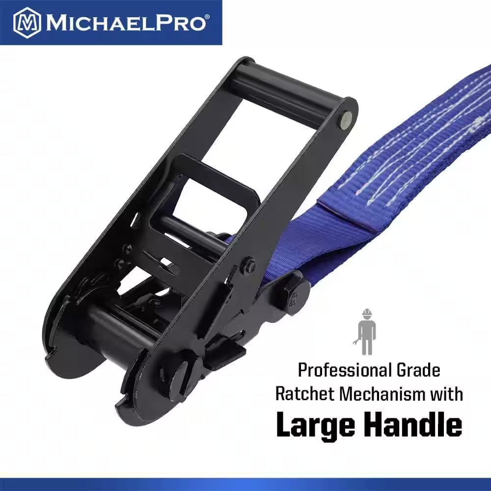 4 Pack 1.5" X 15' Ratchet Tie down Straps with J-Hook Safety Latches