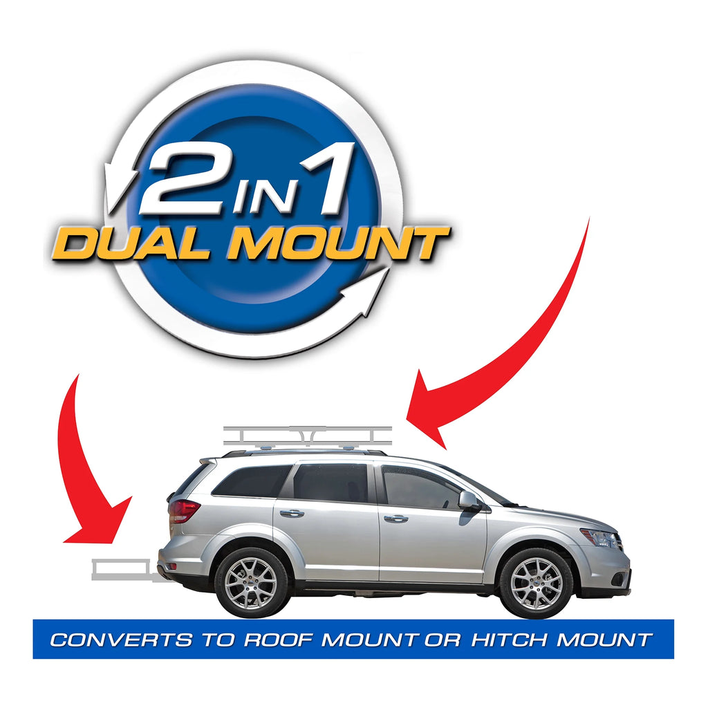 2 in 1 Cargo Carrier, Attaches to Hitch or Roof Racks