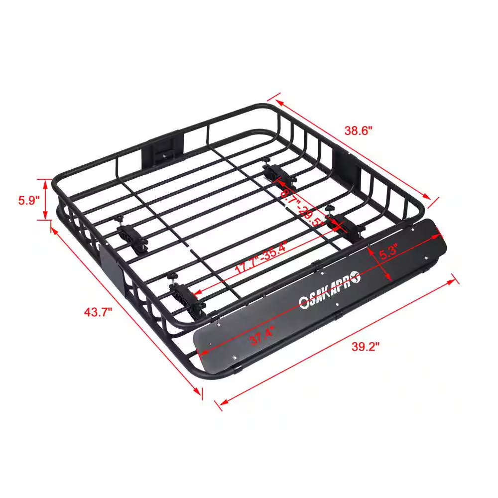 150 Lbs. Capacity 43 In. Motoring Roof Rack Cargo Carrier with Steel Wind Fairing