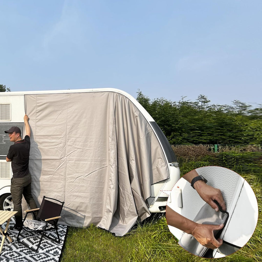Toldo Para Caravana Con Ribete, Para Camping, 3000 Mm, Resistente Al Agua Y a Los Rayos UV, Adecuado Para Suvs, Furgonetas Y Caravanas, 4 M X 2,45 M