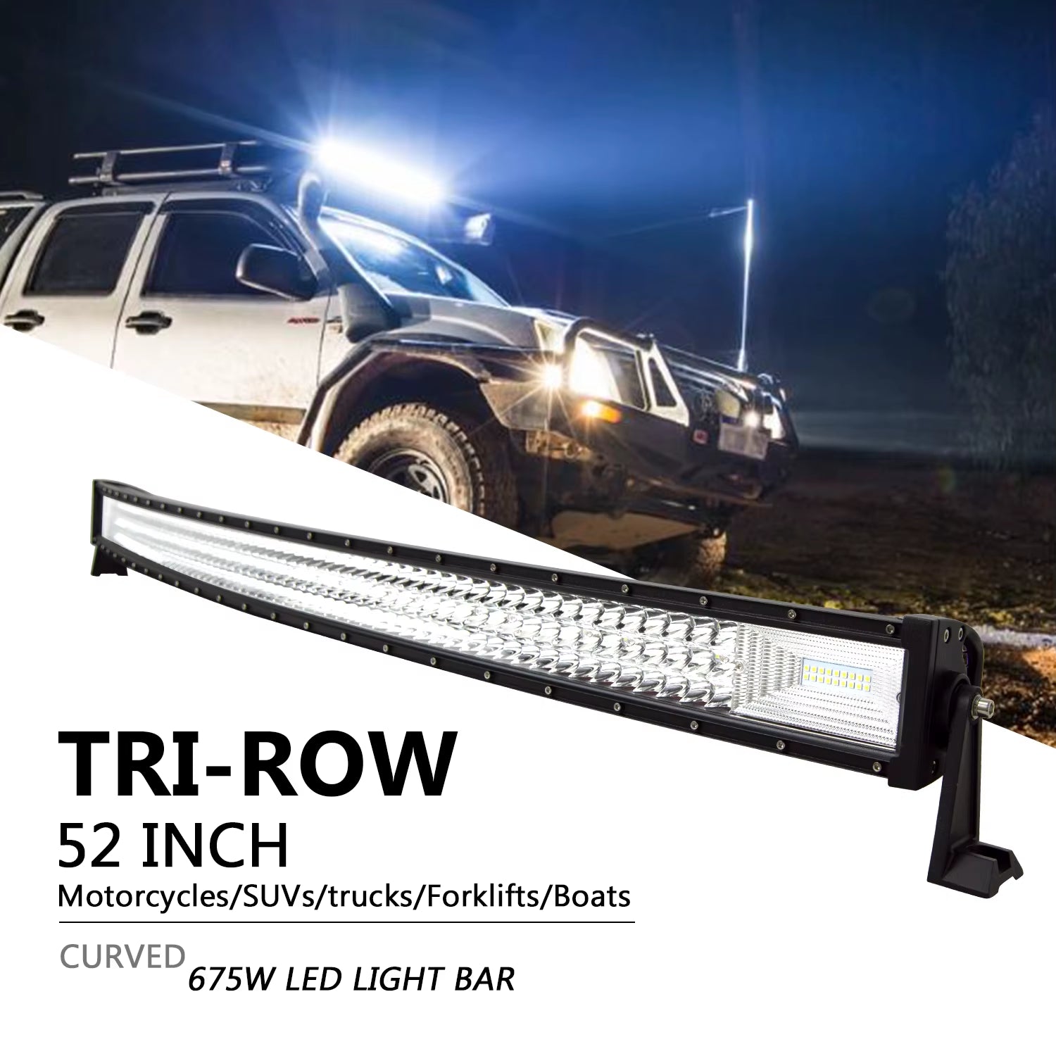 3-Row 22" 32" 42" 52" Curved LED Light Bar Offroad Led Bar Combo Beam Led Work Light Bar 12V 24V for 4X4 4WD SUV ATV Cars
