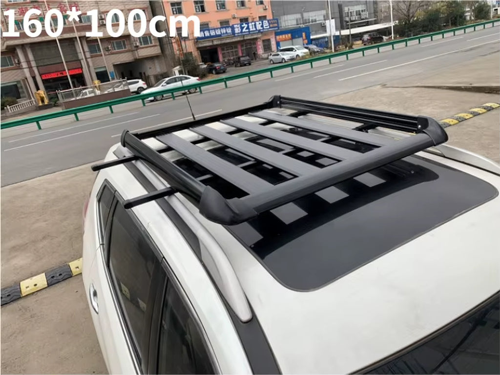 Aluminum Alloy 160*100Cm Single-Layer Car Roof Rack SUV Roof Aluminum Alloy Cargo Basket Cargo Box Roof Rack Universal Roof Rack