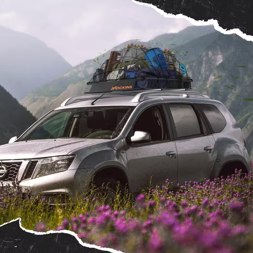 84 In. X 39 In. X 6 In. Rooftop Cargo Carrier with Cargo Net and Ratchet Straps, 250 Lbs. Cap Roof Luggage Basket