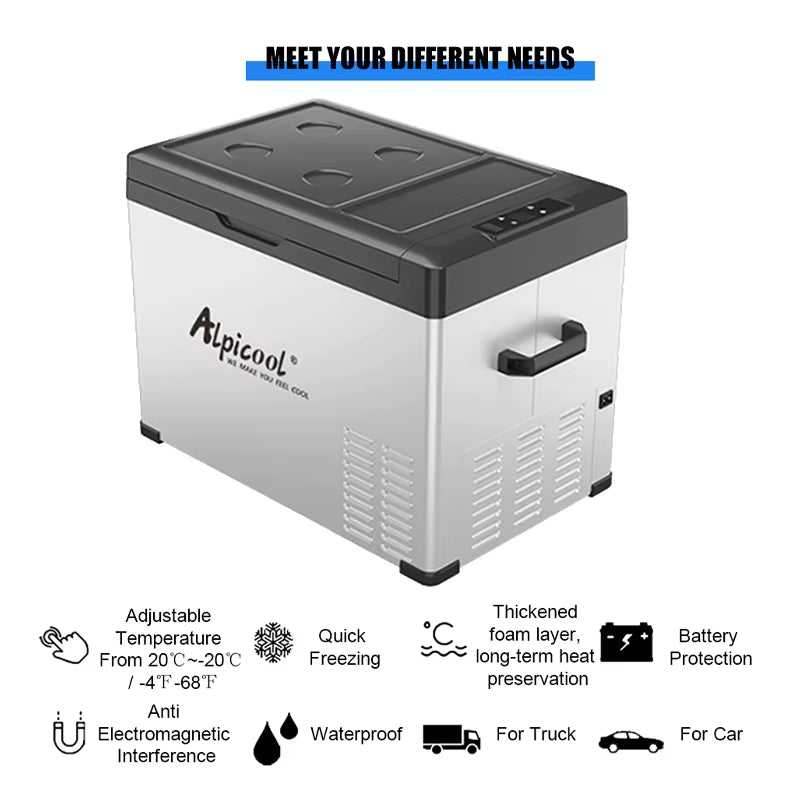 40L Alpicool Car Refrigerator 12V/24V Compressor Refrigerator 220V Car Home Fridge Portable Outdoor Freezer Camping Fridge