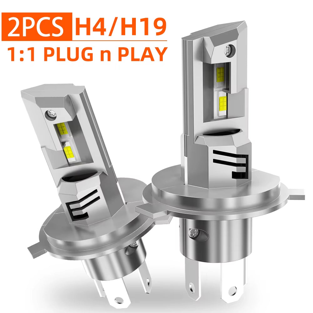 Plug N Play 60W/2PCS 60000LM H4 H19 LED Headlight Bulbs W/ Fan Car Headlamps 9003 HB2 P43T HS1 Hi/Lo Beam 6000K Auto Lamps 12V