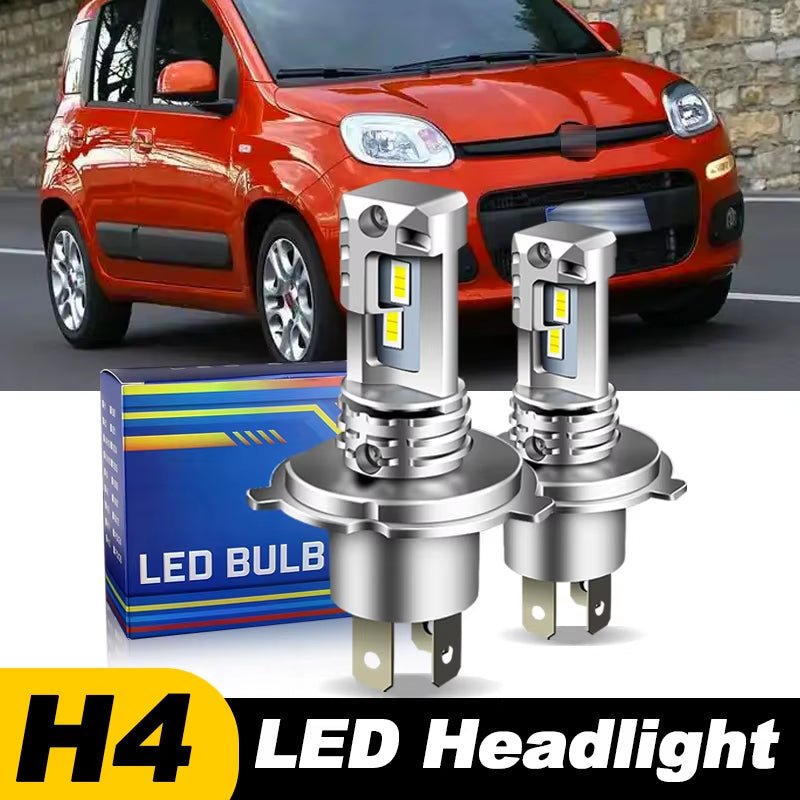 1Pc/2Pcs for Fiat Panda 1982-2003-2010-2012-2023 Car Headlamp H4 9003 High Power LED Headlight Hi/Low Beam Bulbs Canbus 6000K
