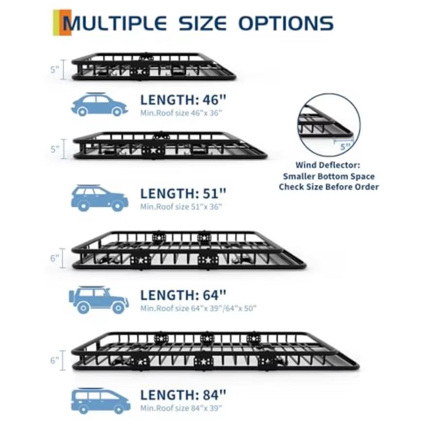 64 X 39 Universal Roof Rack Carrier Basket 200 Lbs Capacity Car Cargo Rack with Extension Luggage Holder Basket Heavy Duty For