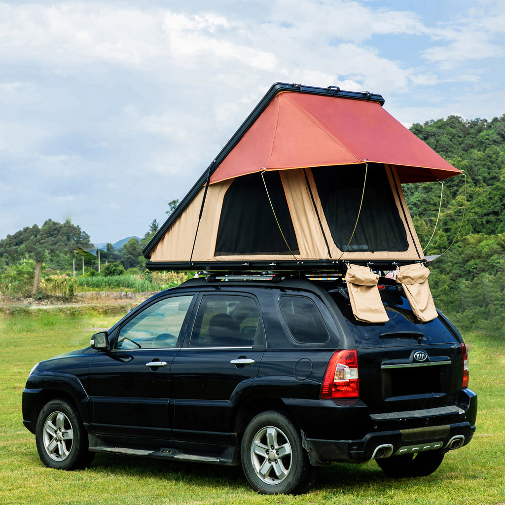 Trustmade Scout Max Black Hard Shell Beige Rooftop Tent with Roof Rack