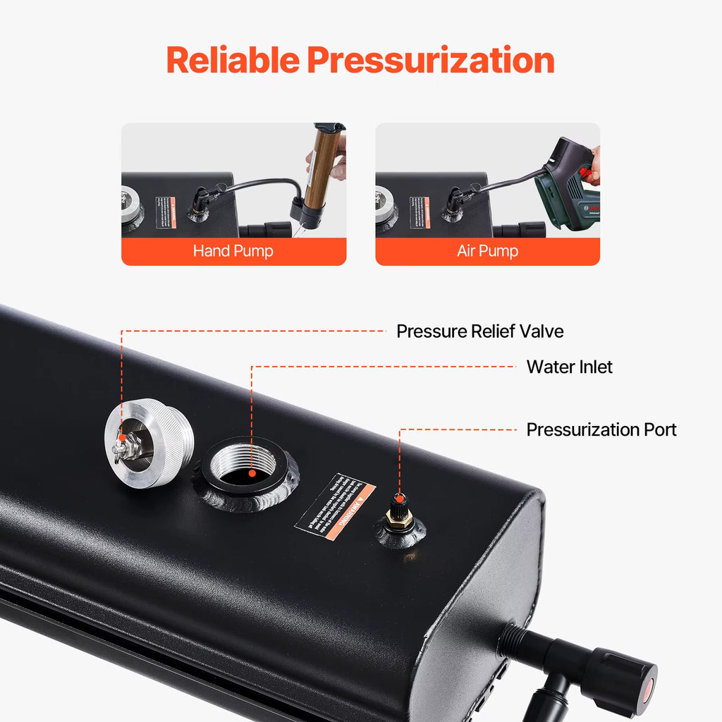 Roof Rack Water Tank Multi-Dispensing Outdoor Tank High-Capacity Aluminum Tank with Pressurization Port Fit for Trunk