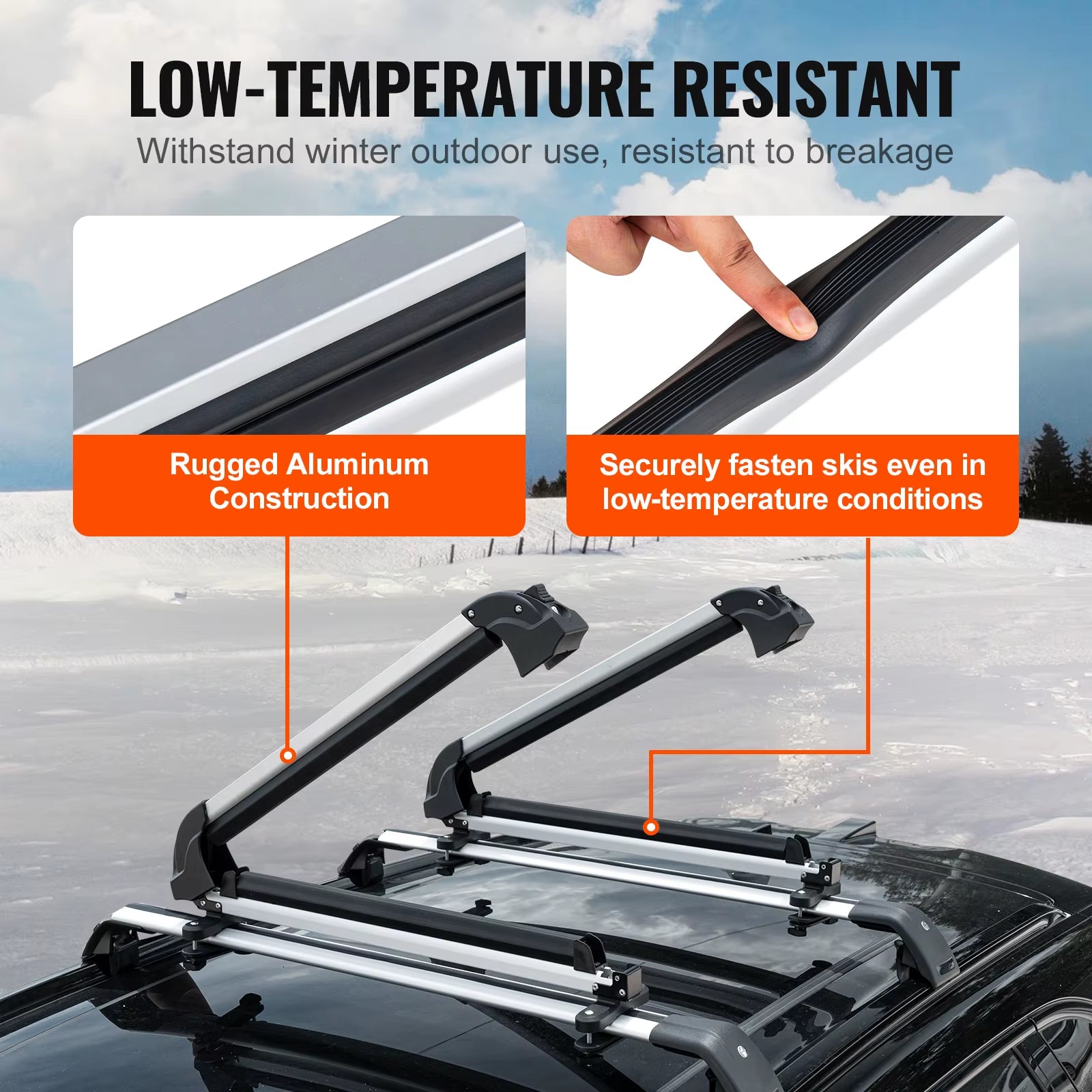 Ski and Snowboard Roof Rack 31.7-Inch Universal Ski Rack for Car Roof Fit Most Crossbars Carry 6 Pairs of Skis Aluminum