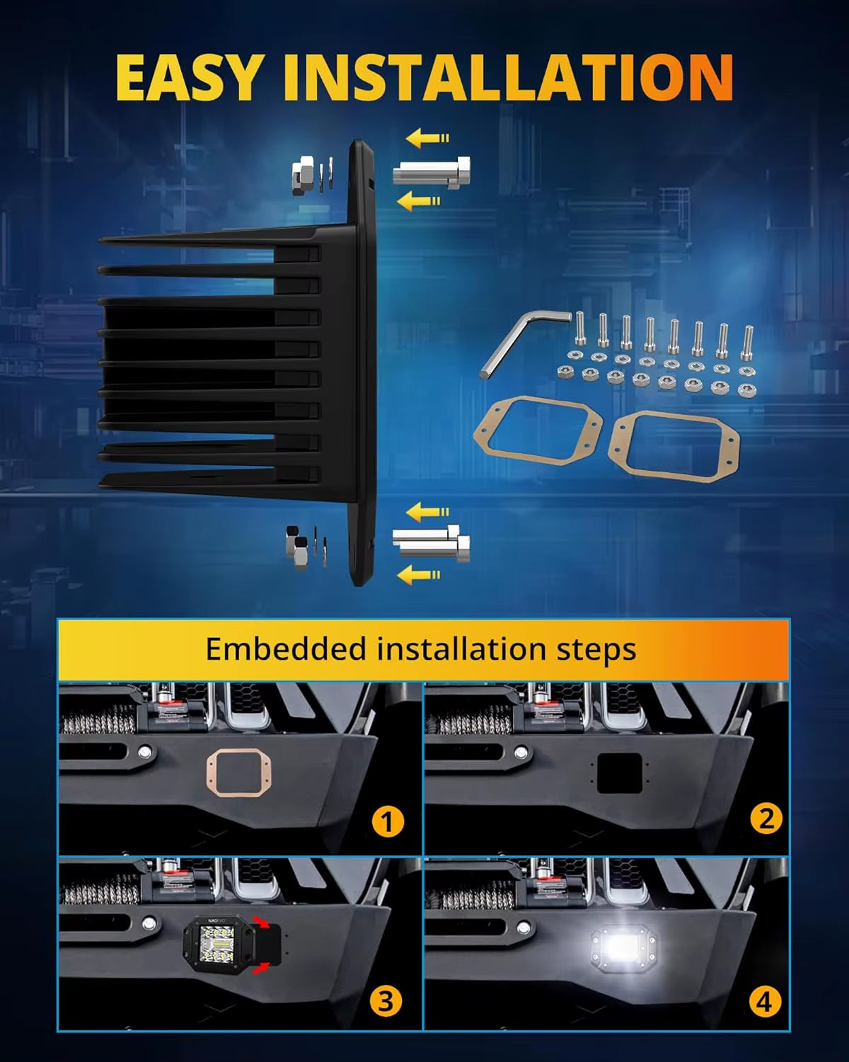 5 Inch Flush Mount LED Pods Lights 40W 4000LM Spot Flood Combo LED Light Bar Offroad Driving Fog Lights LED Work Lights