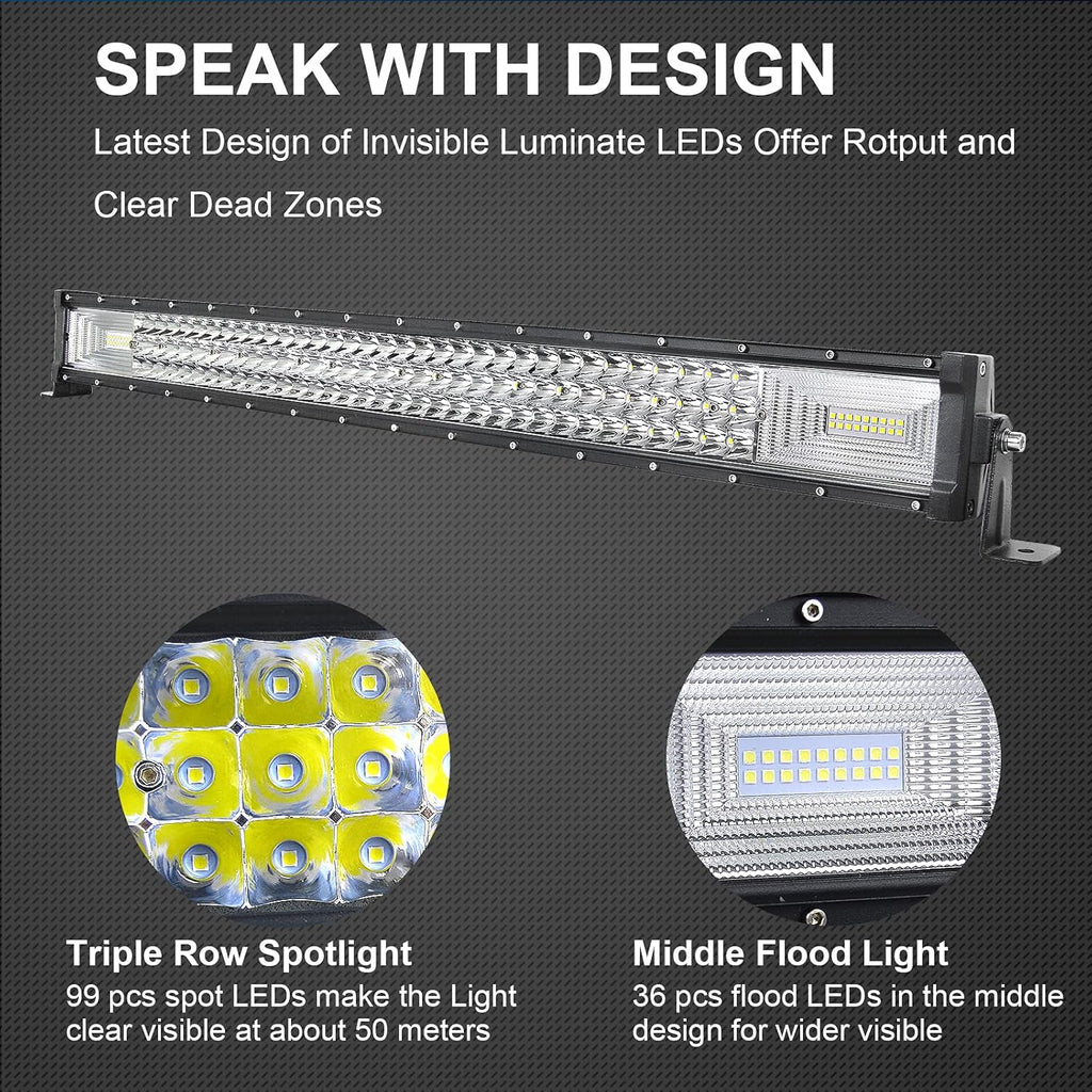 AUXTINGS Barra De Luz LED 82 Cm 405W - Projecteur Phare De Travail Spot Flood Light Bar Para Feux Diurne off Road - Feu De Recul Para Camión Remorque 4X4 Tracteur 12V 24V