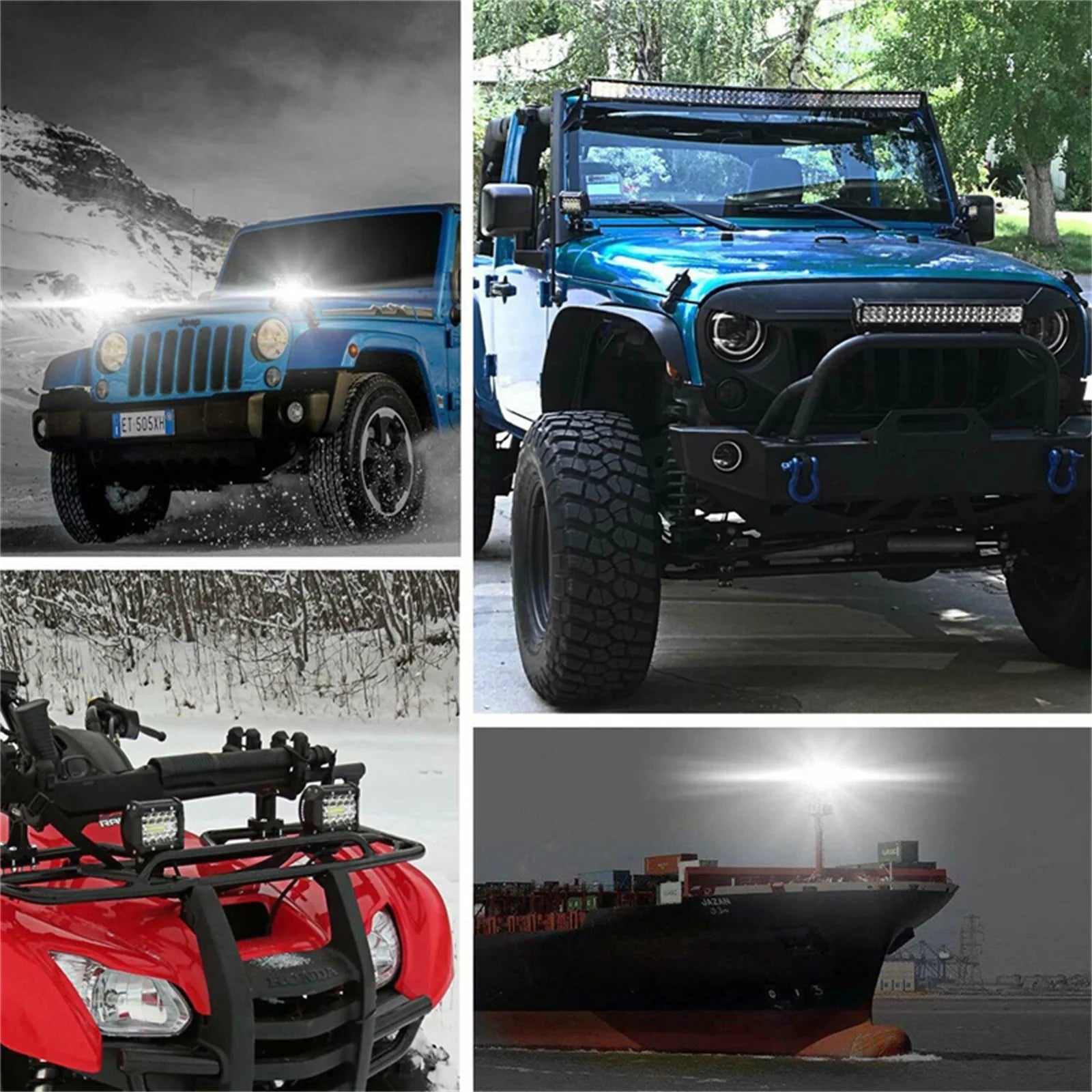 22Inch Dual Row Spot LED Light Bar off Road ATV Driving Light+4X 4 Inch LED Pods Fog Lights Work Lights for Jeep Trucks Polaris ATV UTV Boat