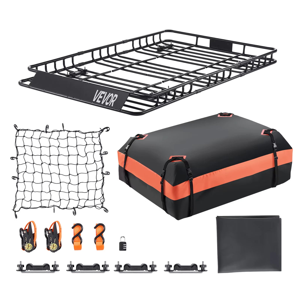 Roof Rack Basket 64X39X4.1" Universal Rooftop Cargo Carrier Anti-Rust Alloy Steel Car Top Luggage Holder for SUV Truck