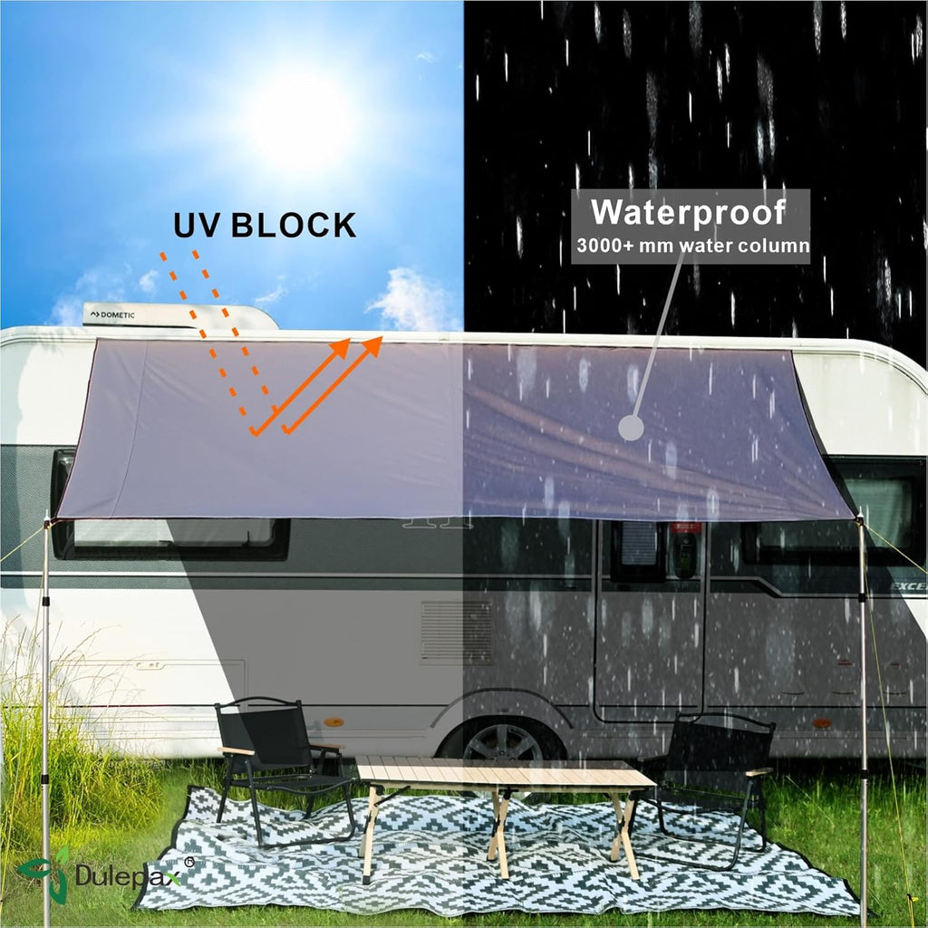 Toldo Para Caravana Con Ribete, Para Camping, 3000 Mm, Resistente Al Agua Y a Los Rayos UV, Adecuado Para Suvs, Furgonetas Y Caravanas, 4 M X 2,45 M
