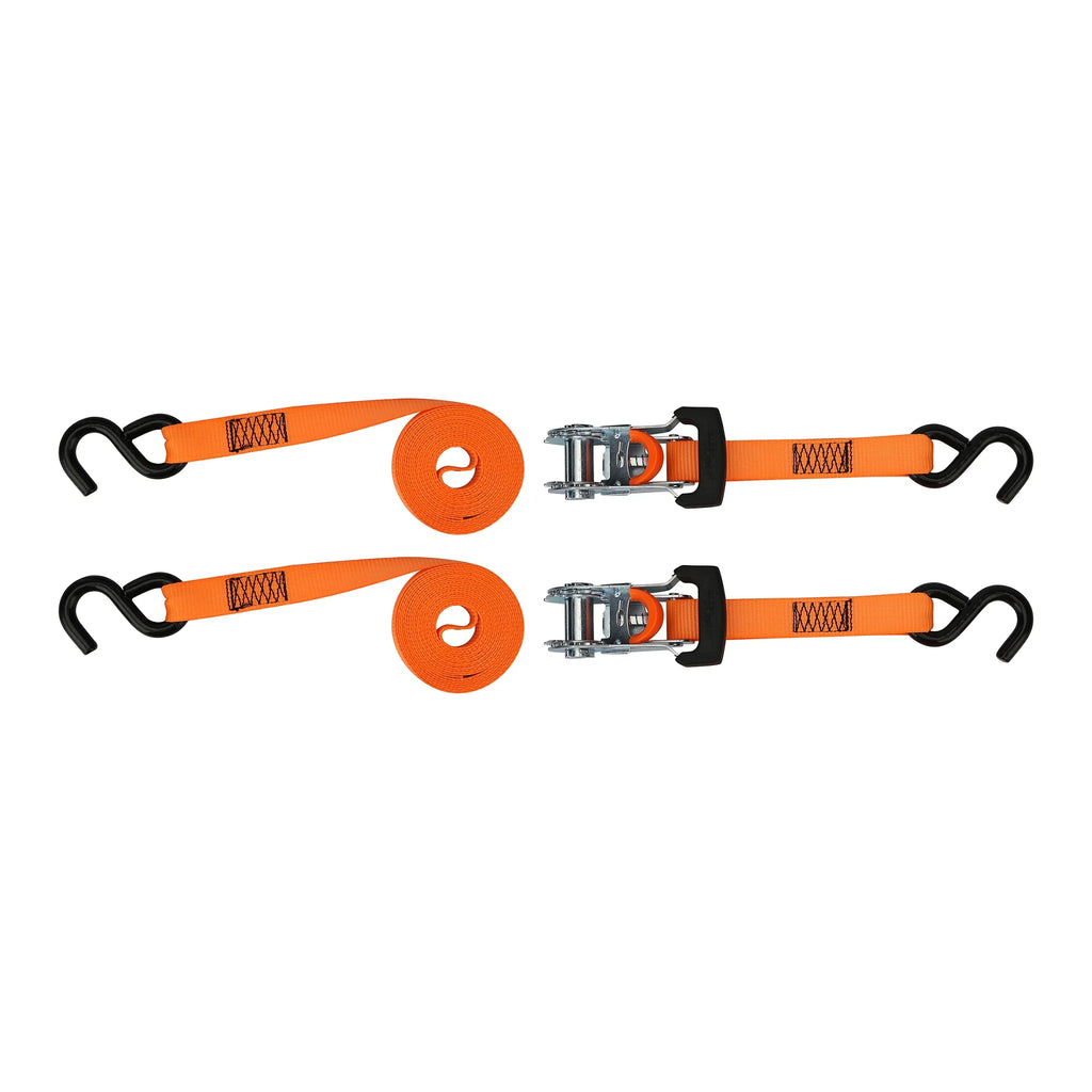 Brand 1”X14' Tie-Downs Ratchet 1000Lbs Work Load with "S" Hooks 2 - Pack