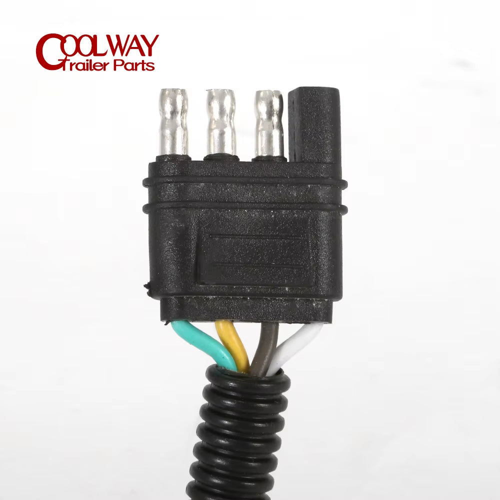 Trailer Tow Wiring Harness 4 Pin Flat Plug to 7 Way European Style round Trailer Socket Adapter RV Connector Camper Accessories
