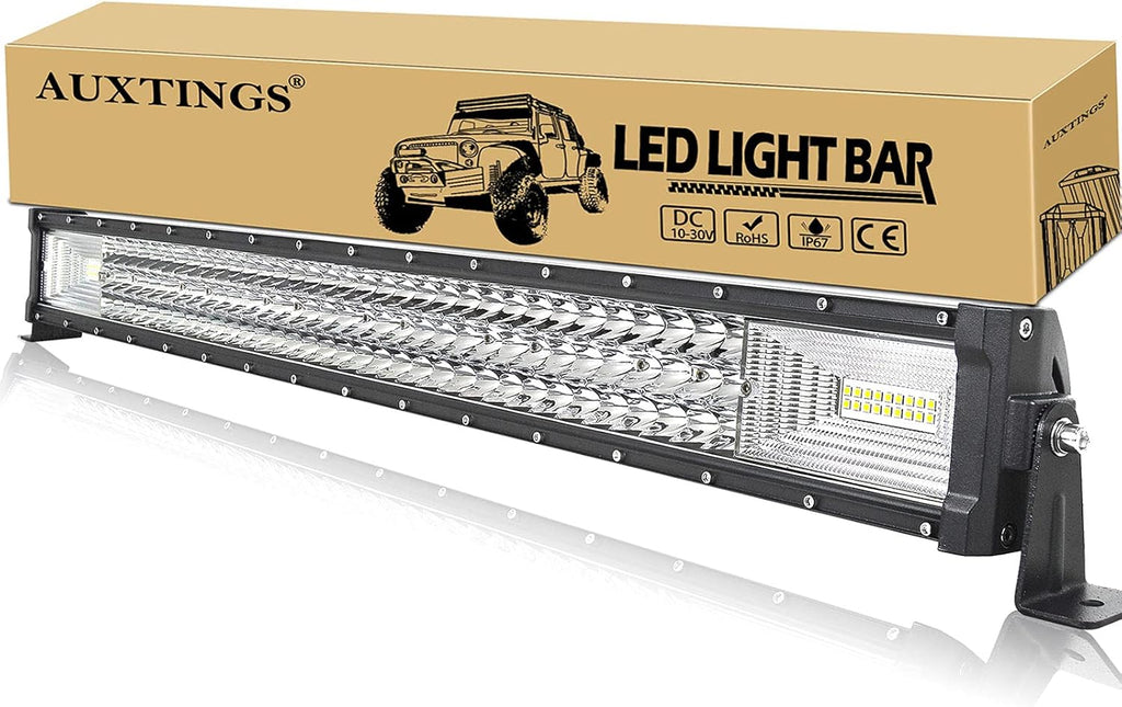 AUXTINGS Barra De Luz LED 82 Cm 405W - Projecteur Phare De Travail Spot Flood Light Bar Para Feux Diurne off Road - Feu De Recul Para Camión Remorque 4X4 Tracteur 12V 24V