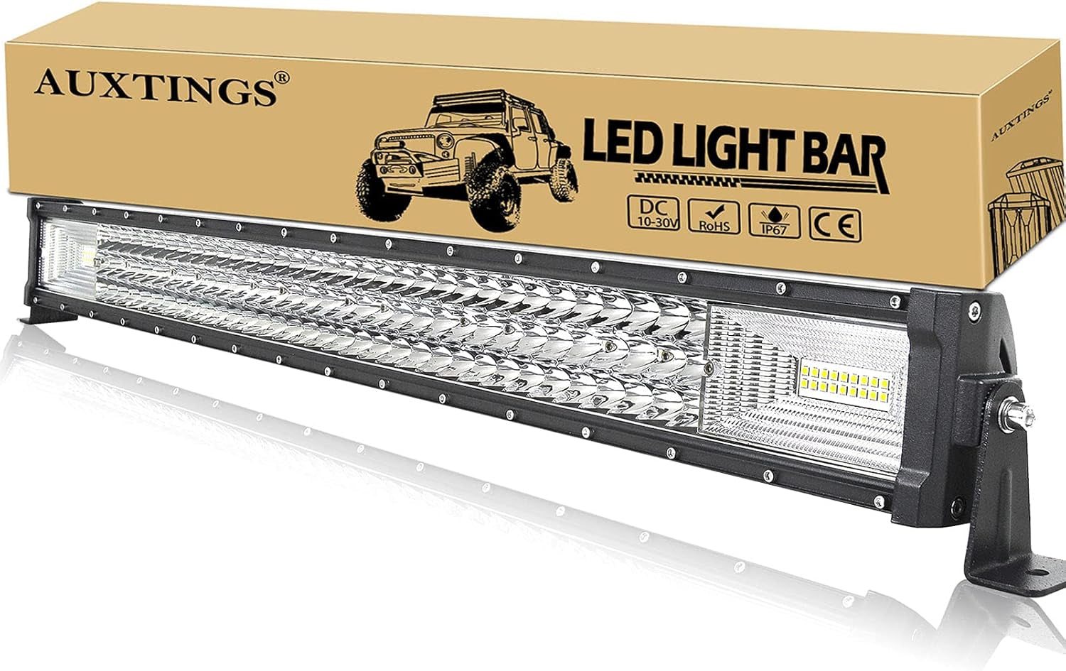 AUXTINGS Barra De Luz LED 82 Cm 405W - Projecteur Phare De Travail Spot Flood Light Bar Para Feux Diurne off Road - Feu De Recul Para Camión Remorque 4X4 Tracteur 12V 24V