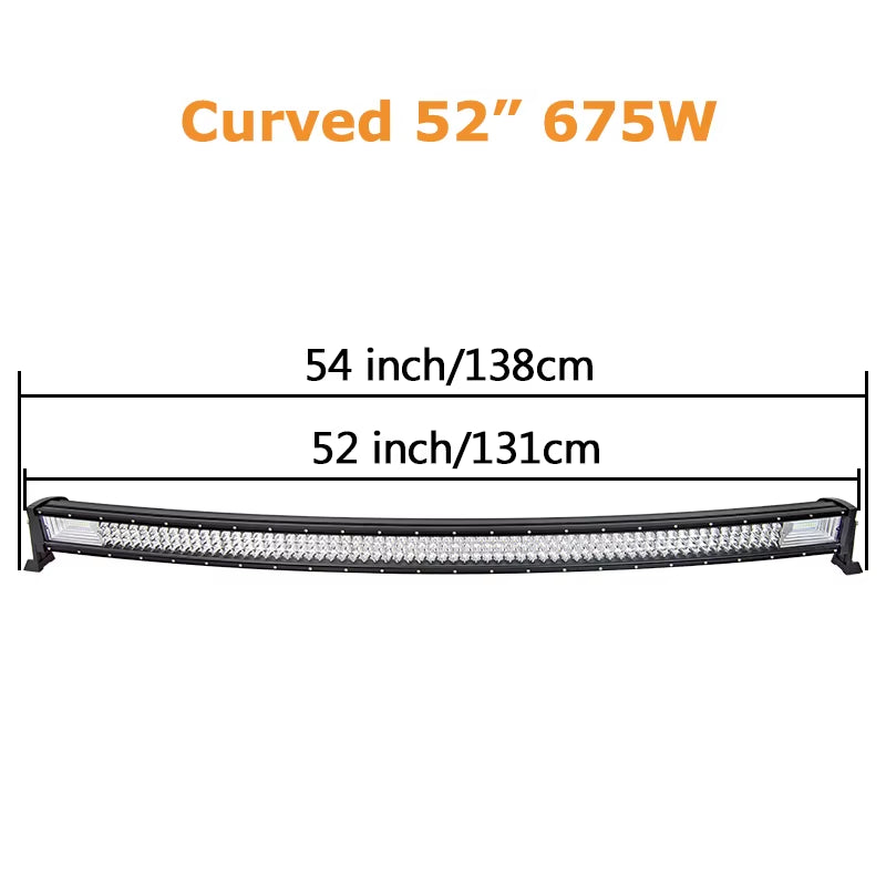 3-Row 22" 32" 42" 52" Curved LED Light Bar Offroad Led Bar Combo Beam Led Work Light Bar 12V 24V for 4X4 4WD SUV ATV Cars