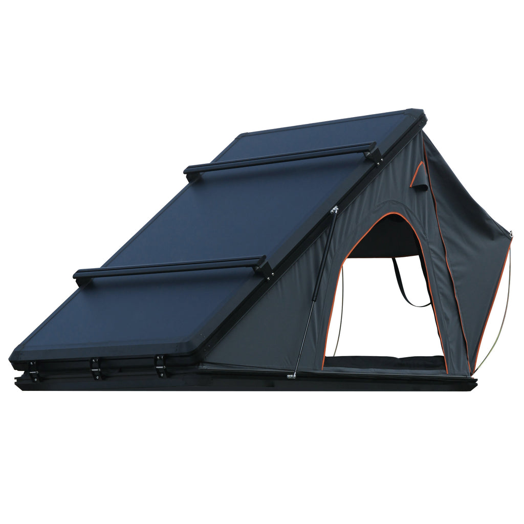 Trustmade Scout plus Triangle Aluminum Black Hard Shell Dark Gray Rooftop Tent with Roof Rack