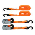 Brand 1”X14' Tie-Downs Ratchet 1000Lbs Work Load with "S" Hooks 2 - Pack