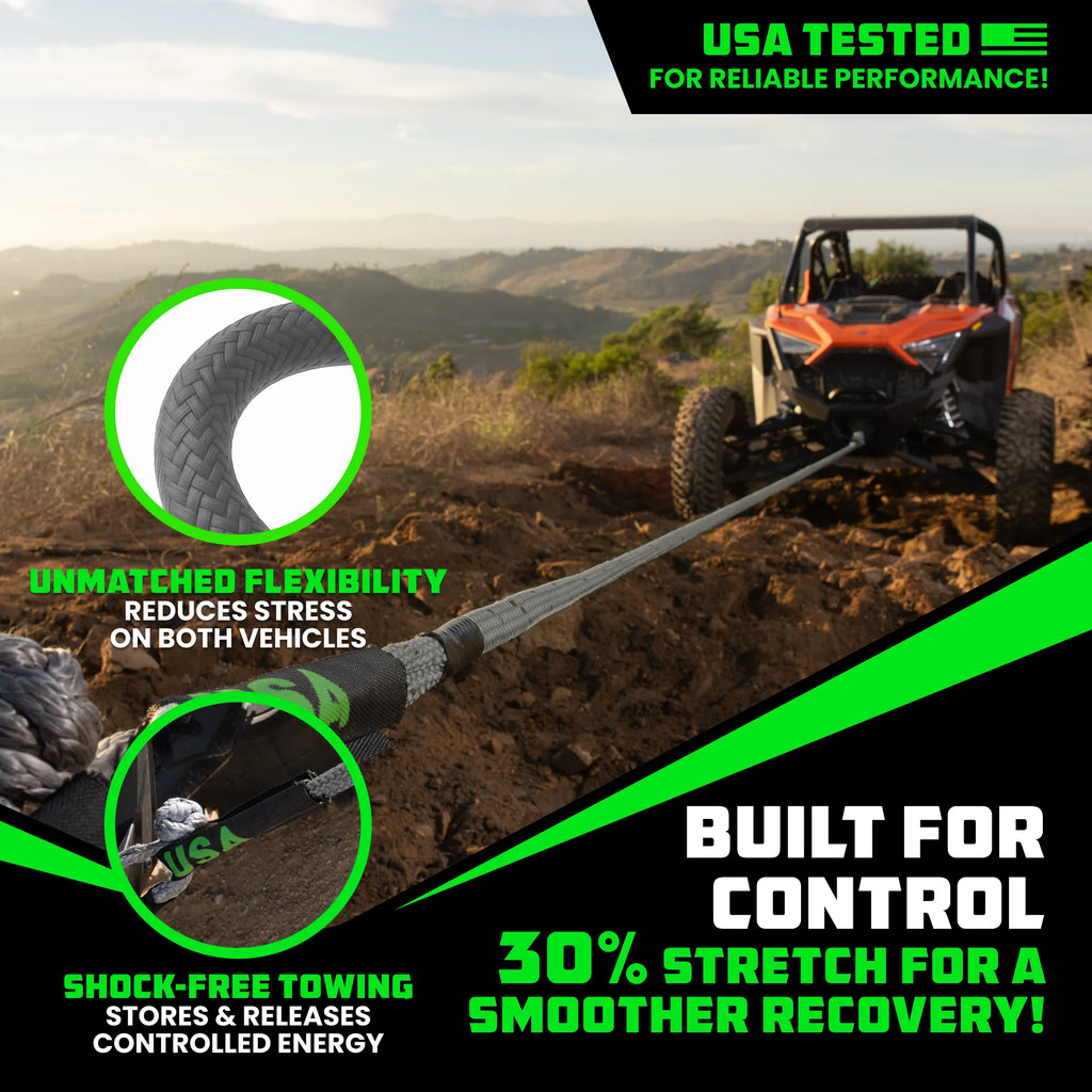 Kinetic Recovery Tow Rope Heavy Duty Offroad Snatch Strap (Gray 5/8" X 20')