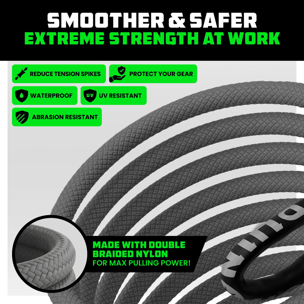 Kinetic Recovery Tow Rope Heavy Duty Offroad Snatch Strap (Gray 5/8" X 20')